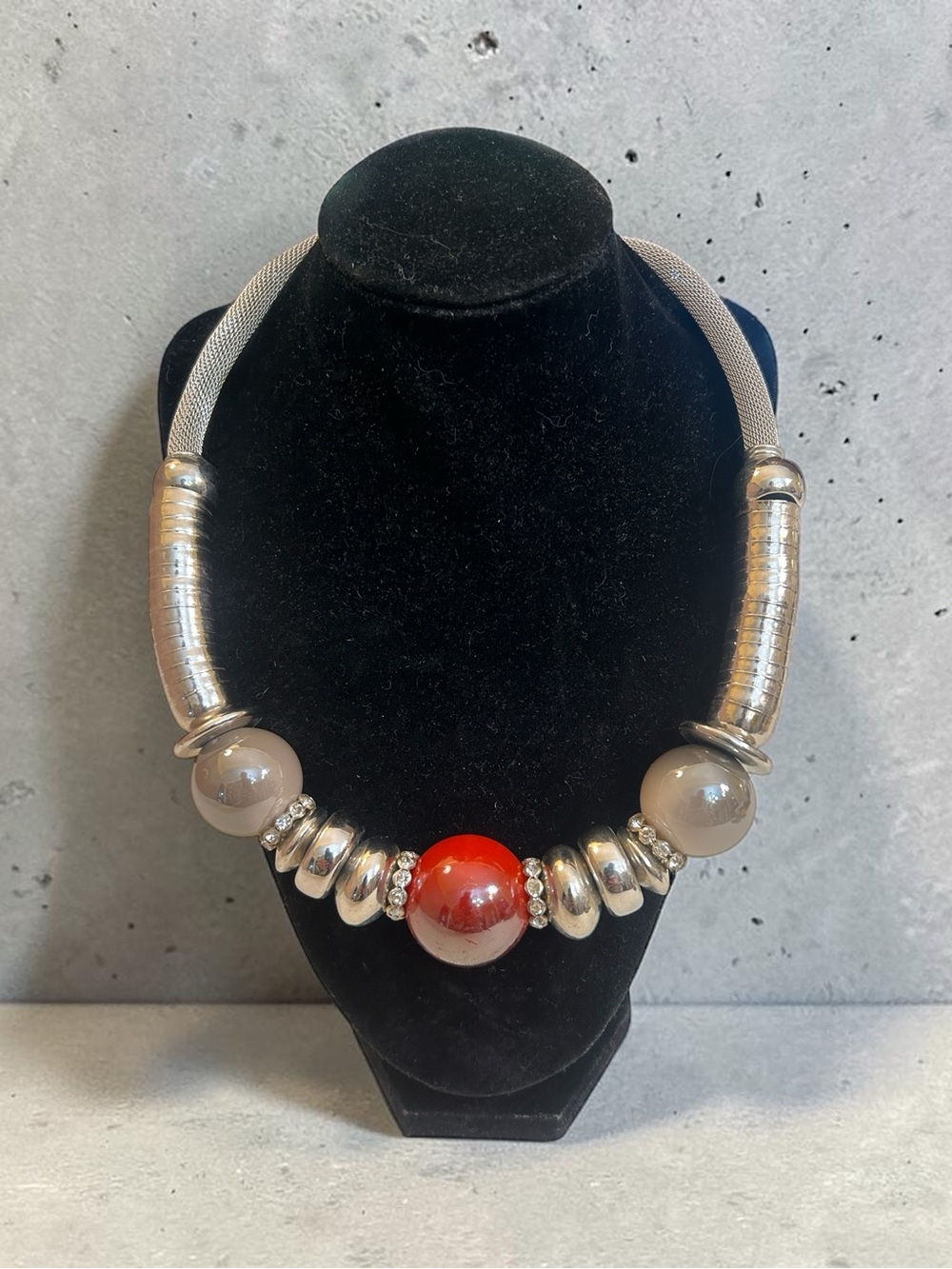 Chunky Silver Statement Necklace - Vintage Costume Jewelry